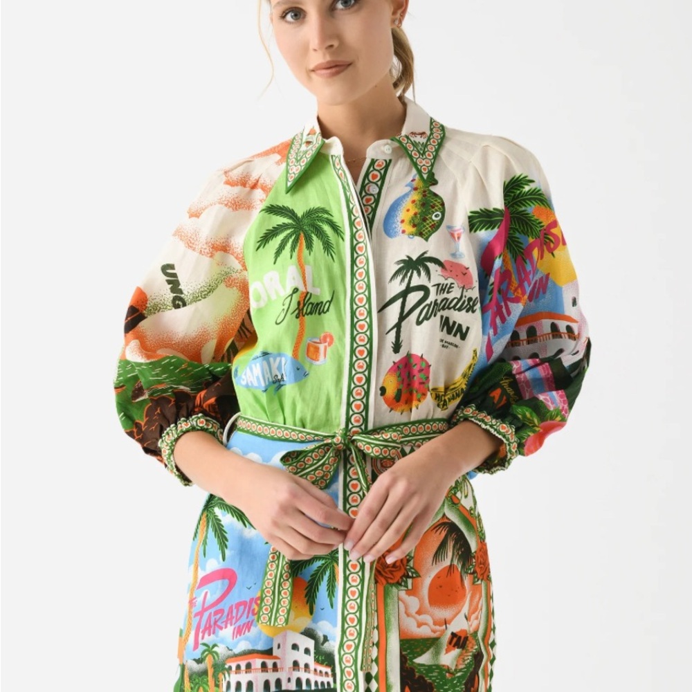 ALEMAIS Paradiso Linen Shirtdress Sz 6